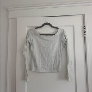 Brandy Melville white t shirt long sleeve off the shoulder